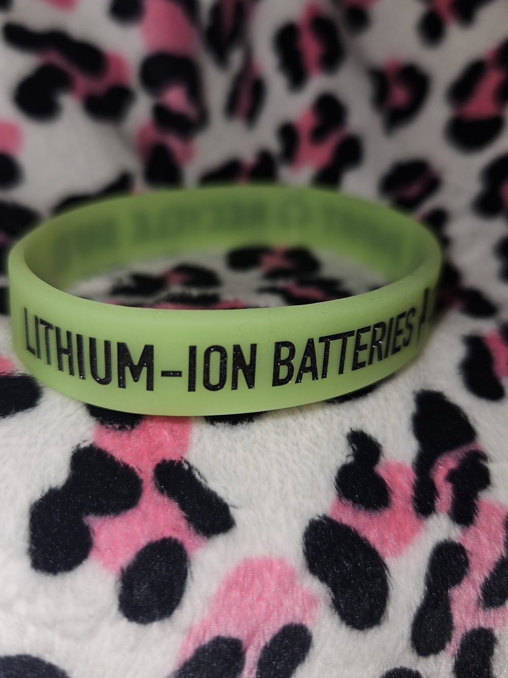 Lime Green Silicone Wristband "Lithium-Ion Batteries"